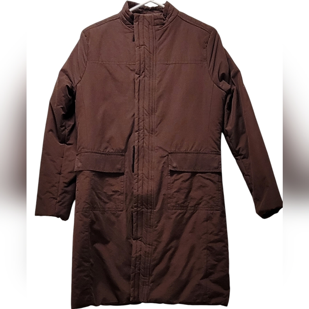 Brown Long Women's Winter Coat with Removable Vest